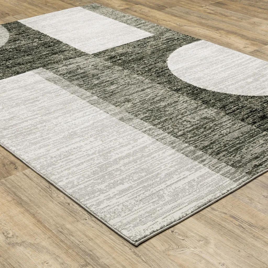 10' X 13' Gray and Ivory Geometric Power Loom Area Rug