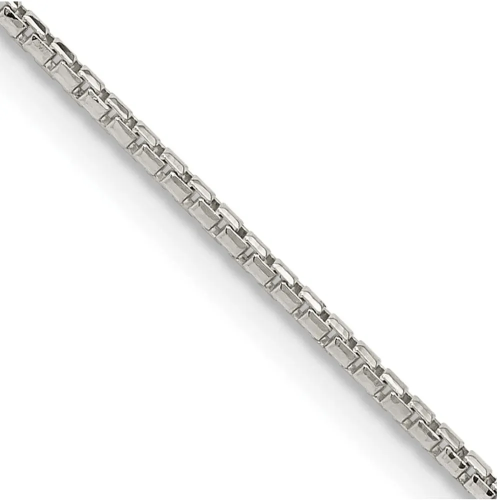 1.25mm Sterling Silver Diamond Cut Solid Round Box Chain Necklace