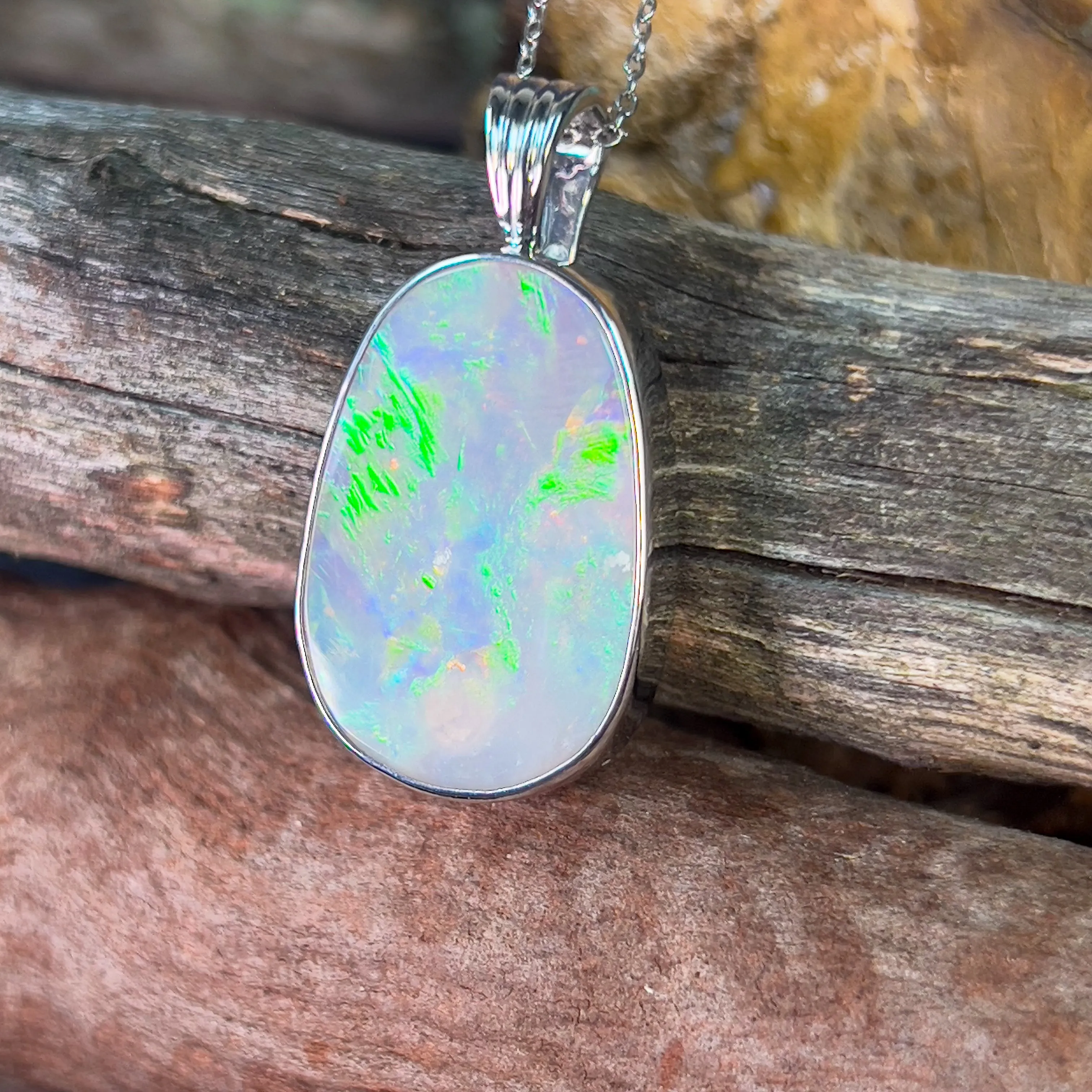 18kt White Gold Semi Black Opal 14.4ct pendant