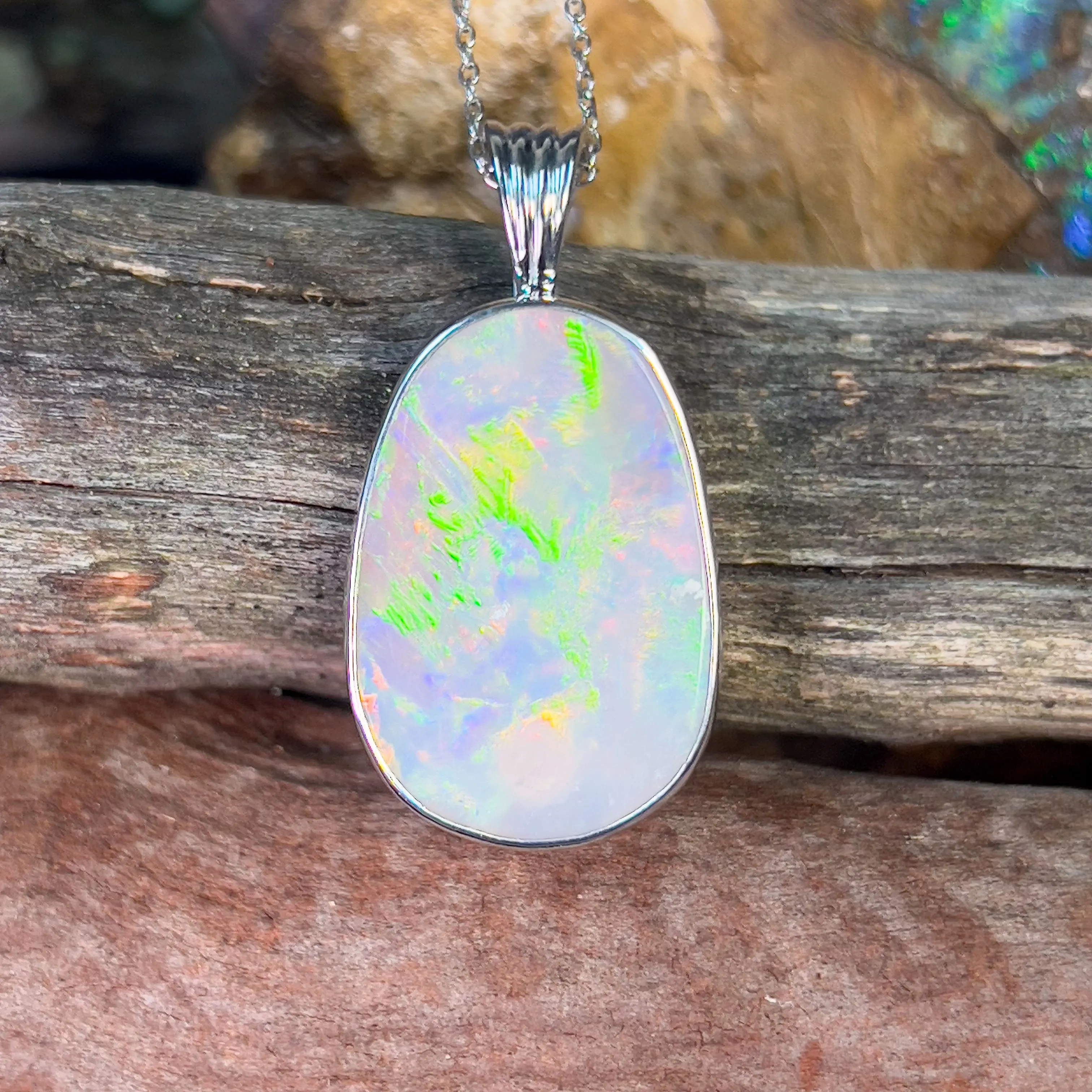 18kt White Gold Semi Black Opal 14.4ct pendant