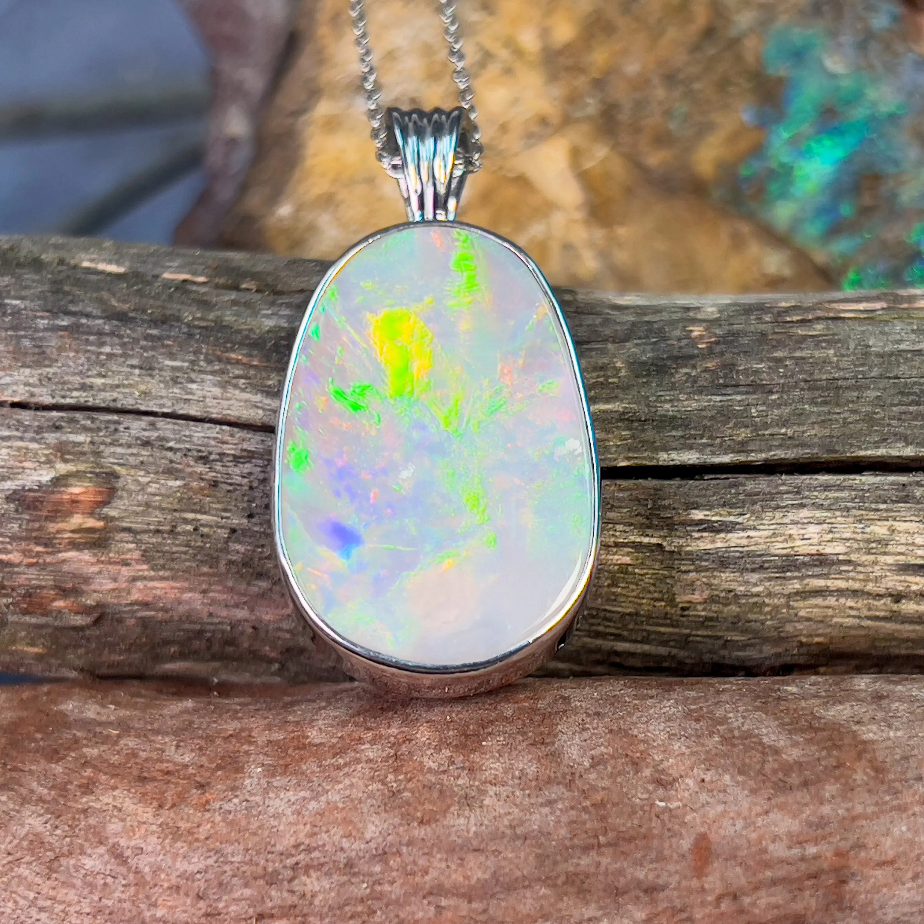 18kt White Gold Semi Black Opal 14.4ct pendant