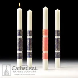 2-1/2" X 12" Artisan Wax Advent Candle Set (3 Sarum Blue, 1 Pink)