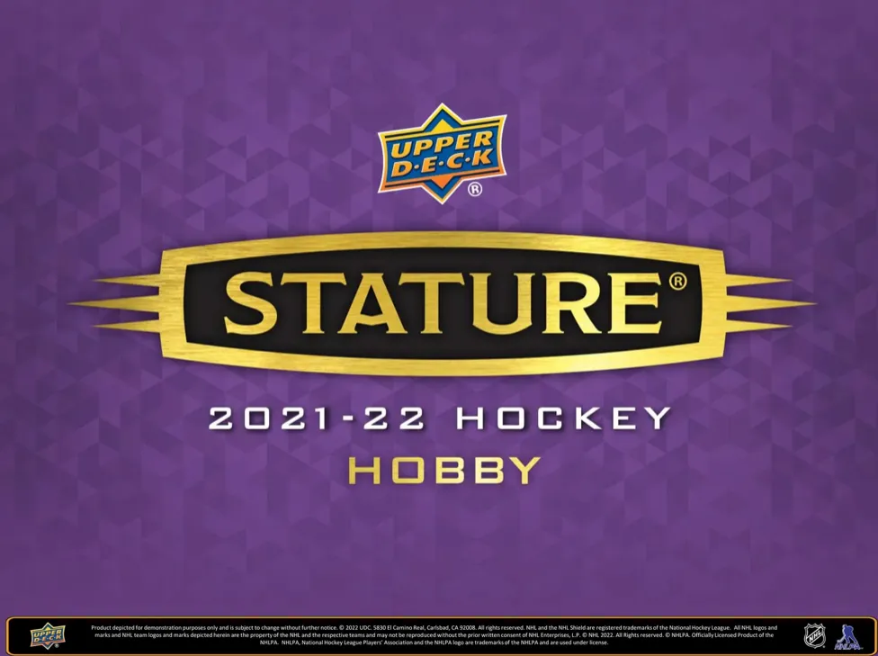 2021/22 Upper Deck Stature Hockey Hobby Box 1 Pack Per Box, 8 Cards Per Pack