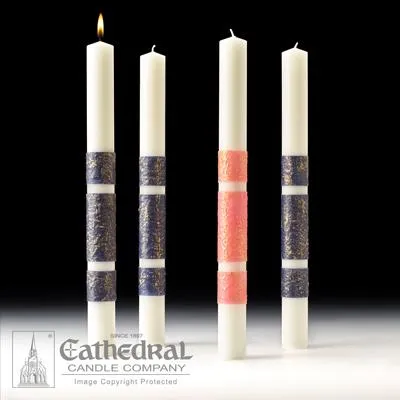 2" X 24" Artisan Wax Advent Candle Set (3 Sarum Blue, 1 Pink)