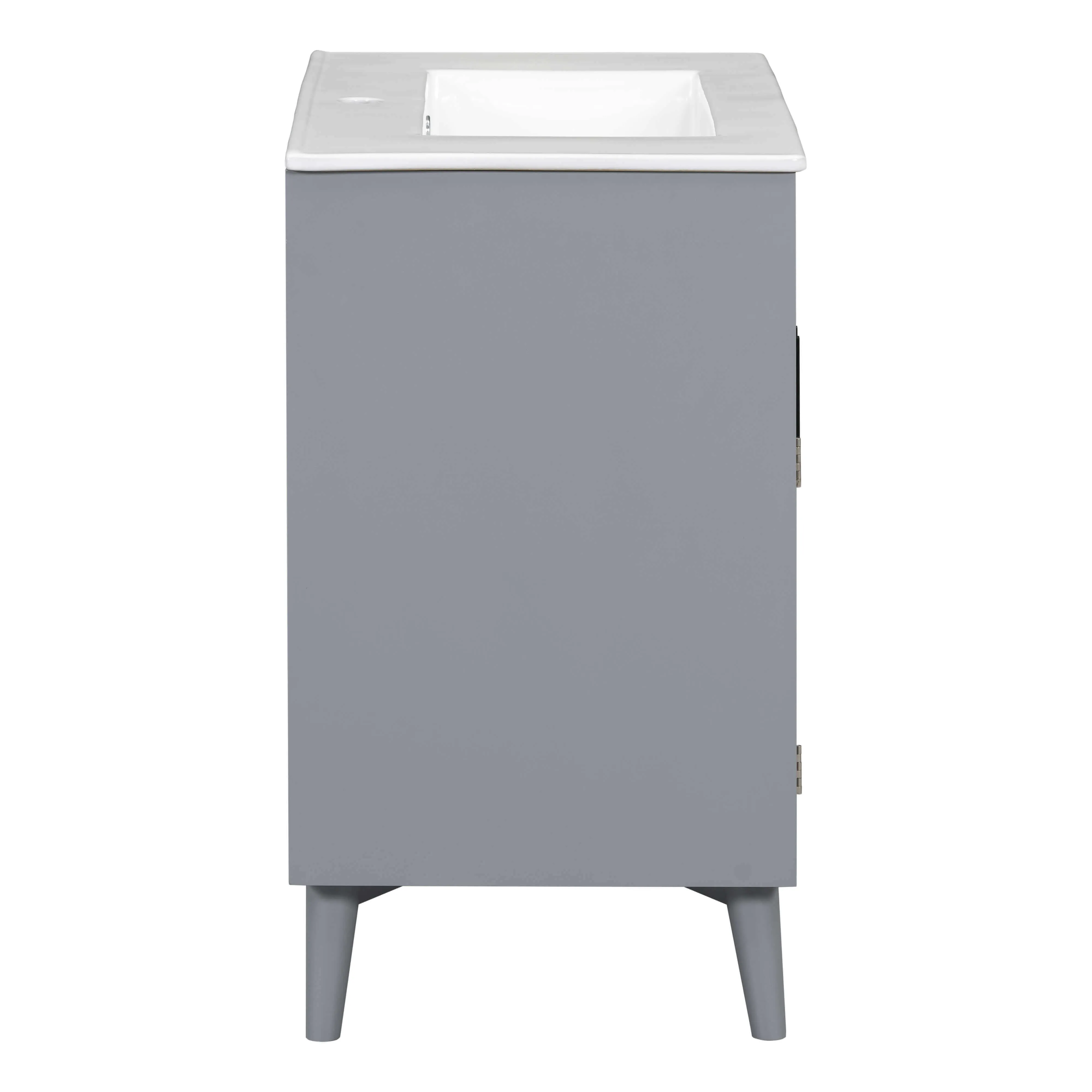 30'' Gray Freestanding Solid Wood Bathroom Vanity