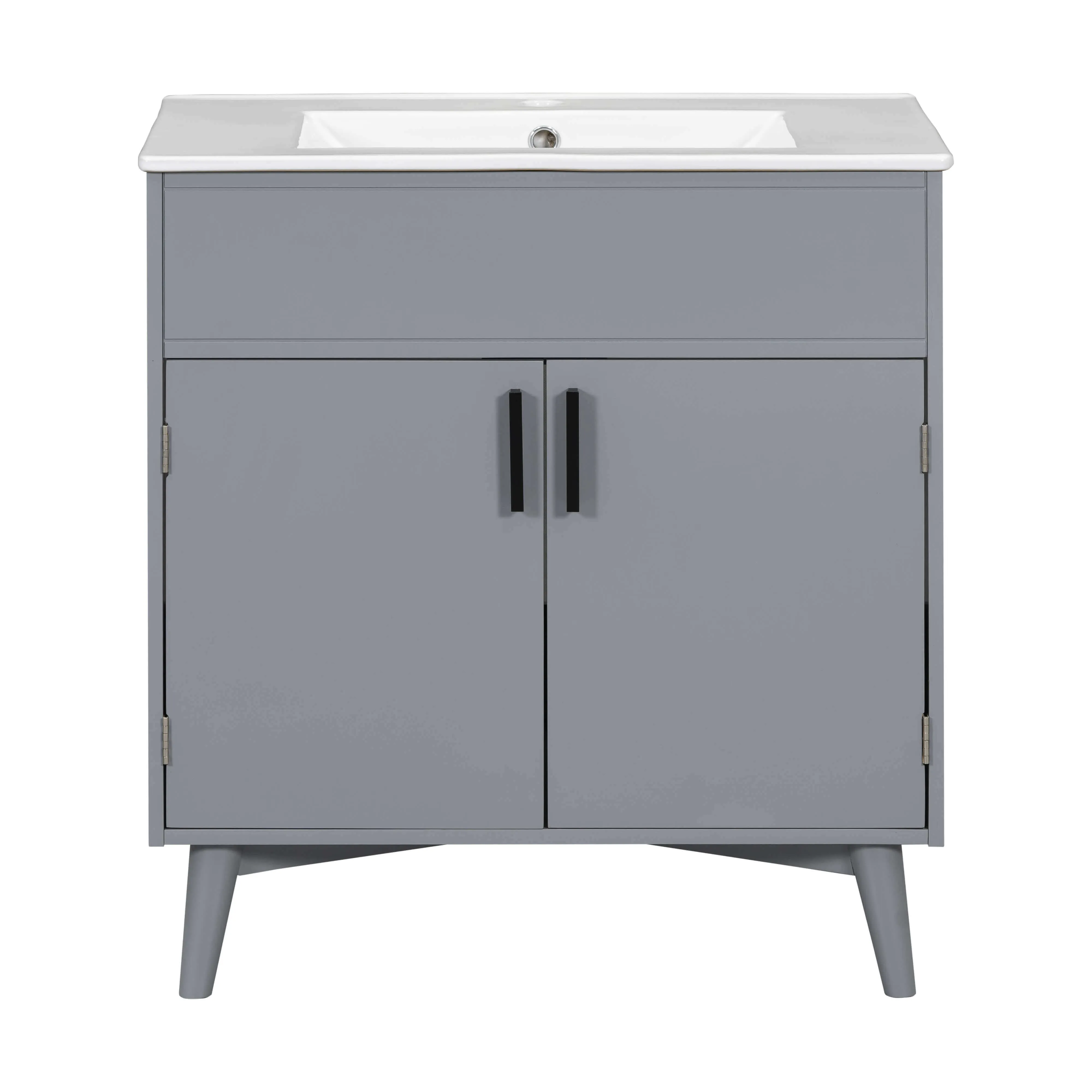 30'' Gray Freestanding Solid Wood Bathroom Vanity