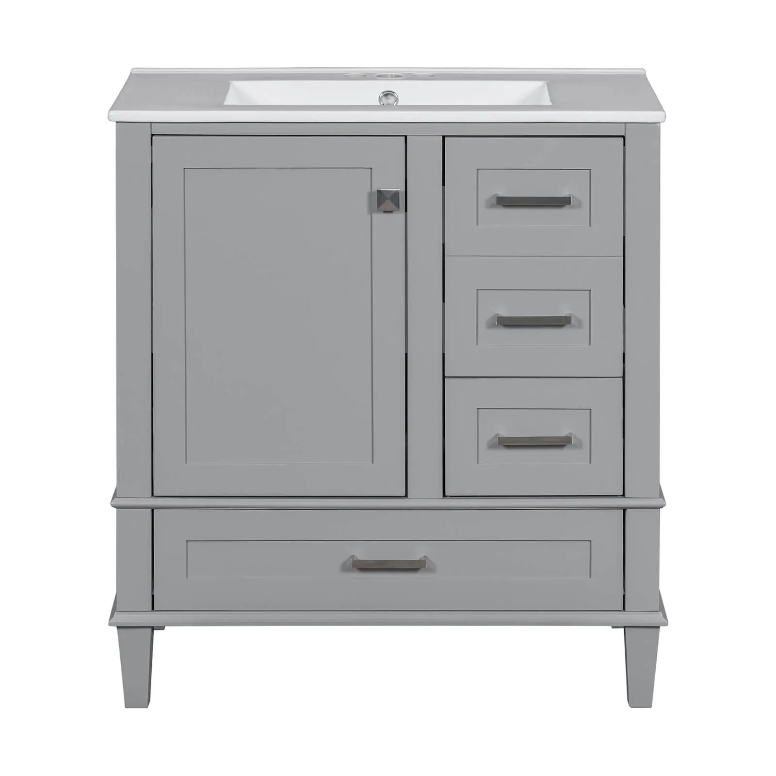 30" Gray Solid Wood Bathroom Vanity with Top