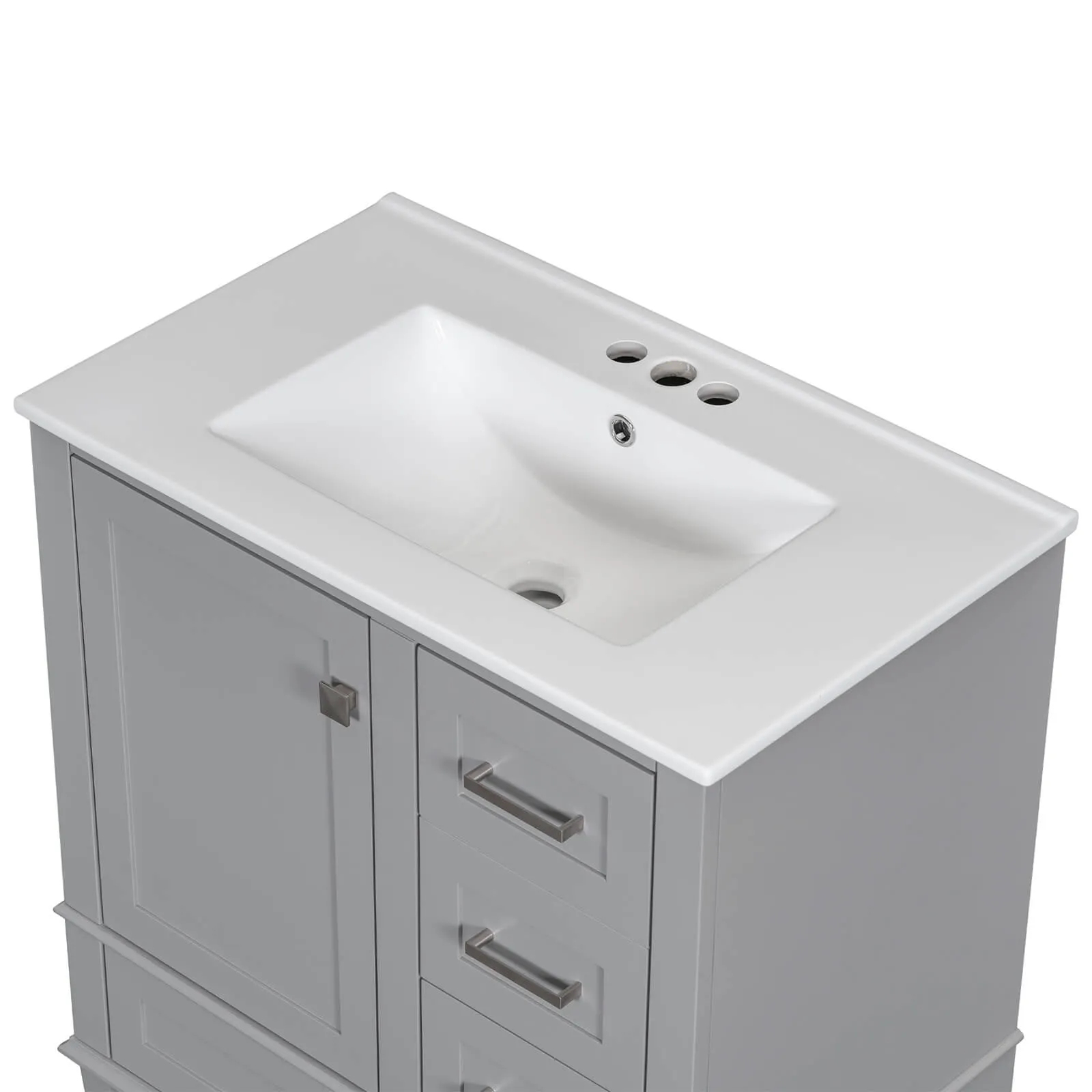 30" Gray Solid Wood Bathroom Vanity with Top