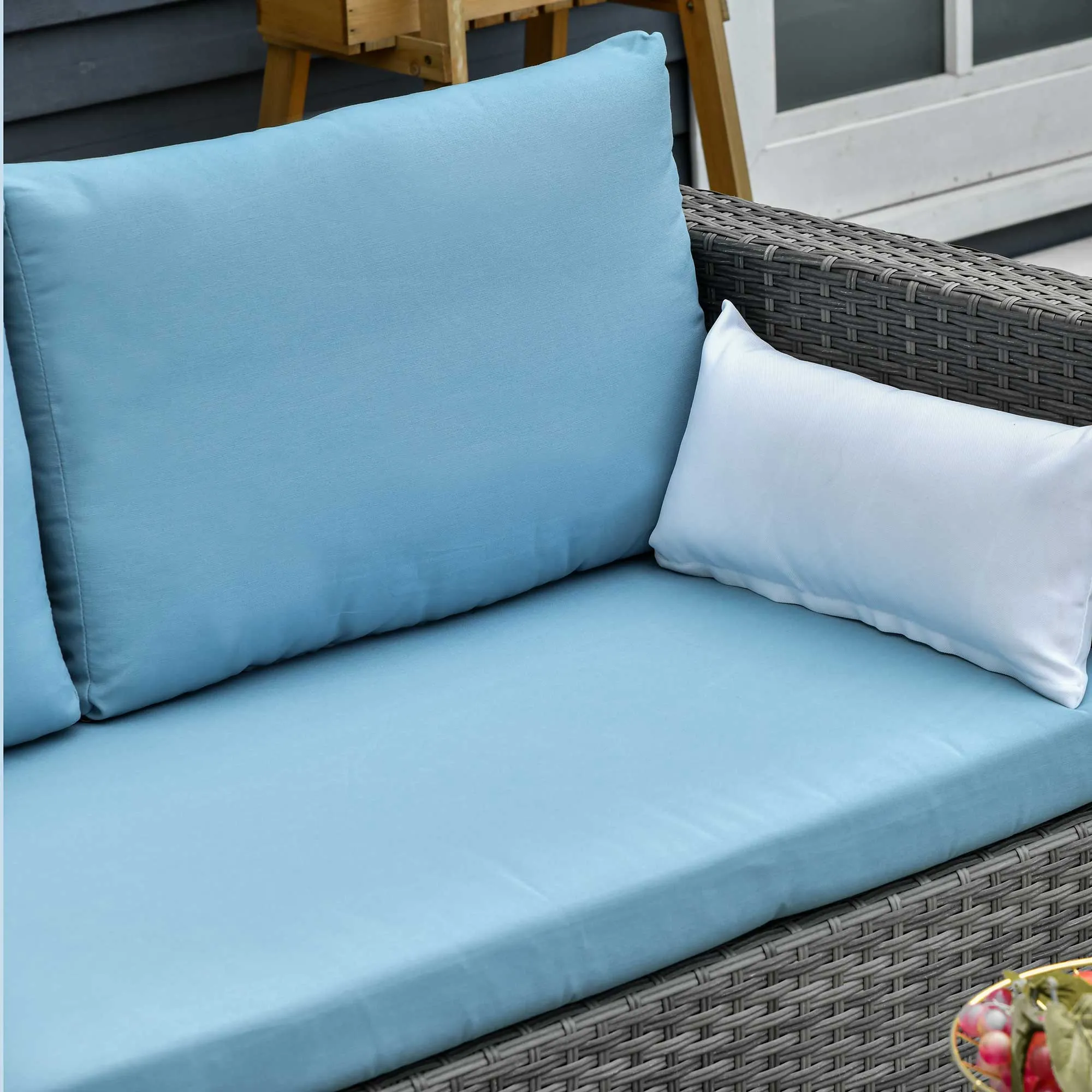 3pc Wicker Rattan Outdoor Patio Furniture Set - Blue