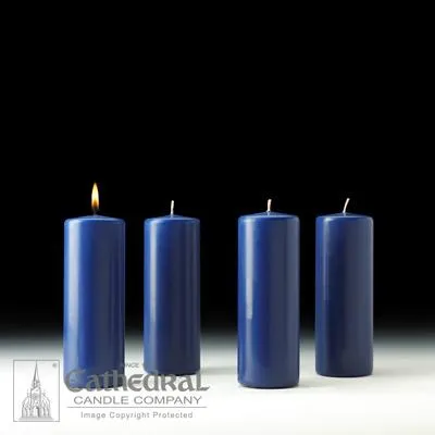 3" X 8" Stearine Advent Pillar Candle Set (4 Sarum Blue)