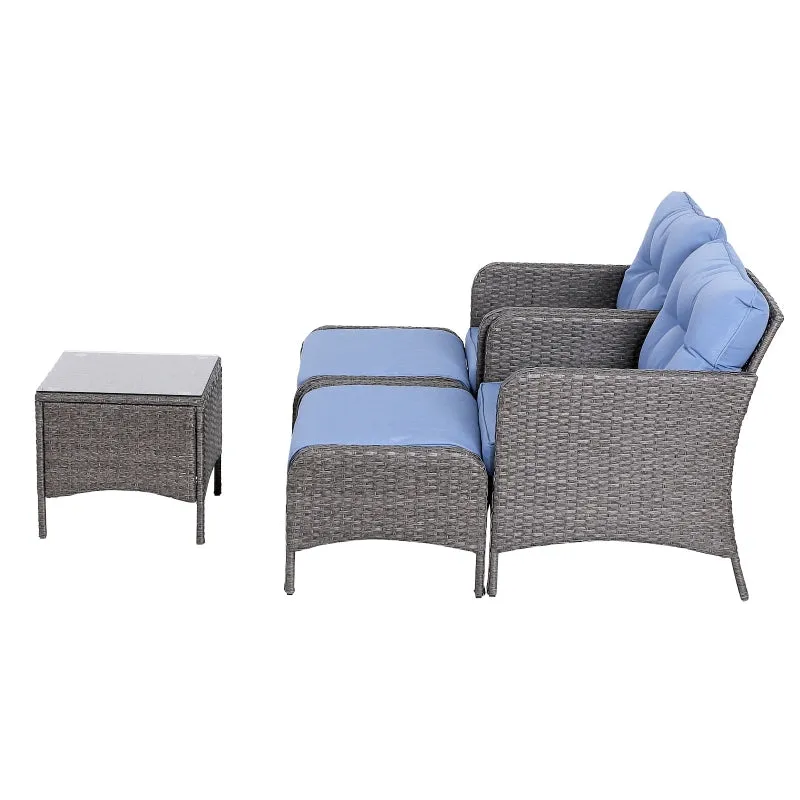 5pc Patio Rattan Furniture Set - Blue