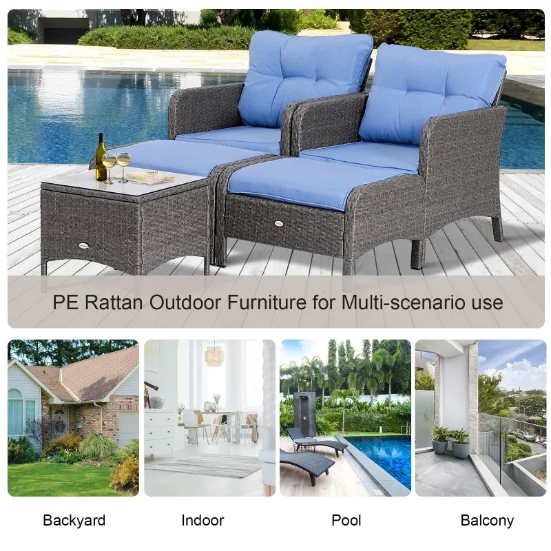 5pc Patio Rattan Furniture Set - Blue