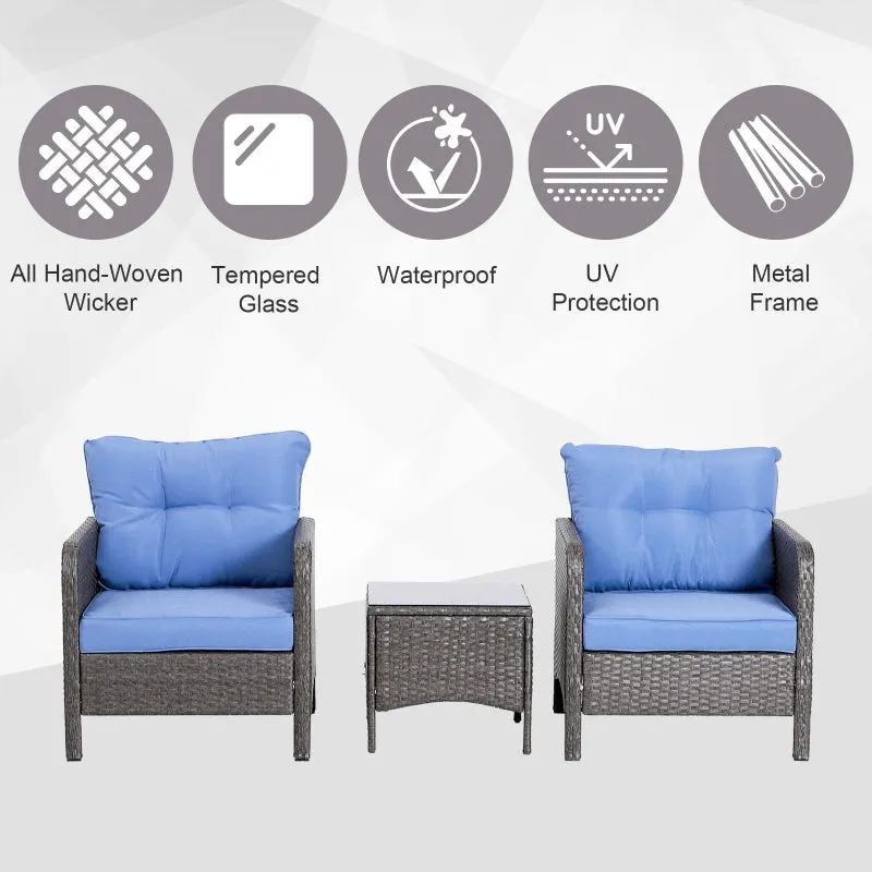 5pc Patio Rattan Furniture Set - Blue