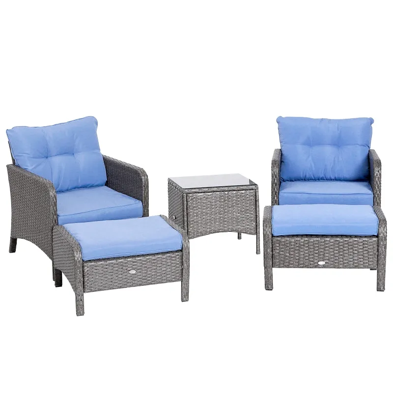 5pc Patio Rattan Furniture Set - Blue