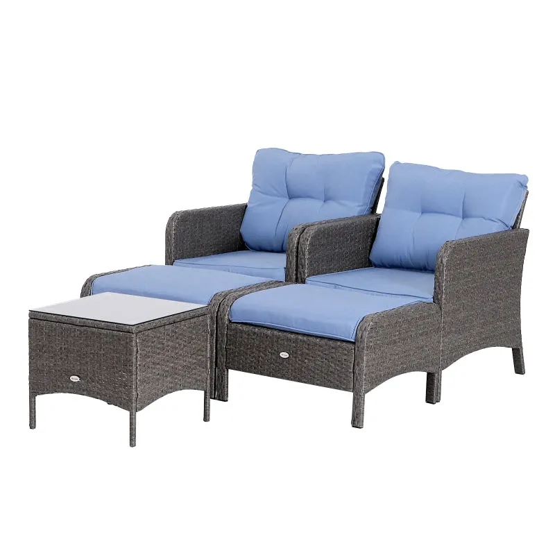 5pc Patio Rattan Furniture Set - Blue