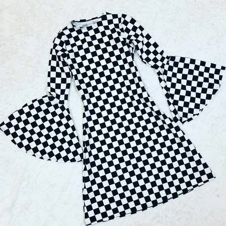 A-Line Black & White Mod Dress