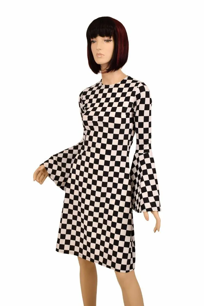 A-Line Black & White Mod Dress