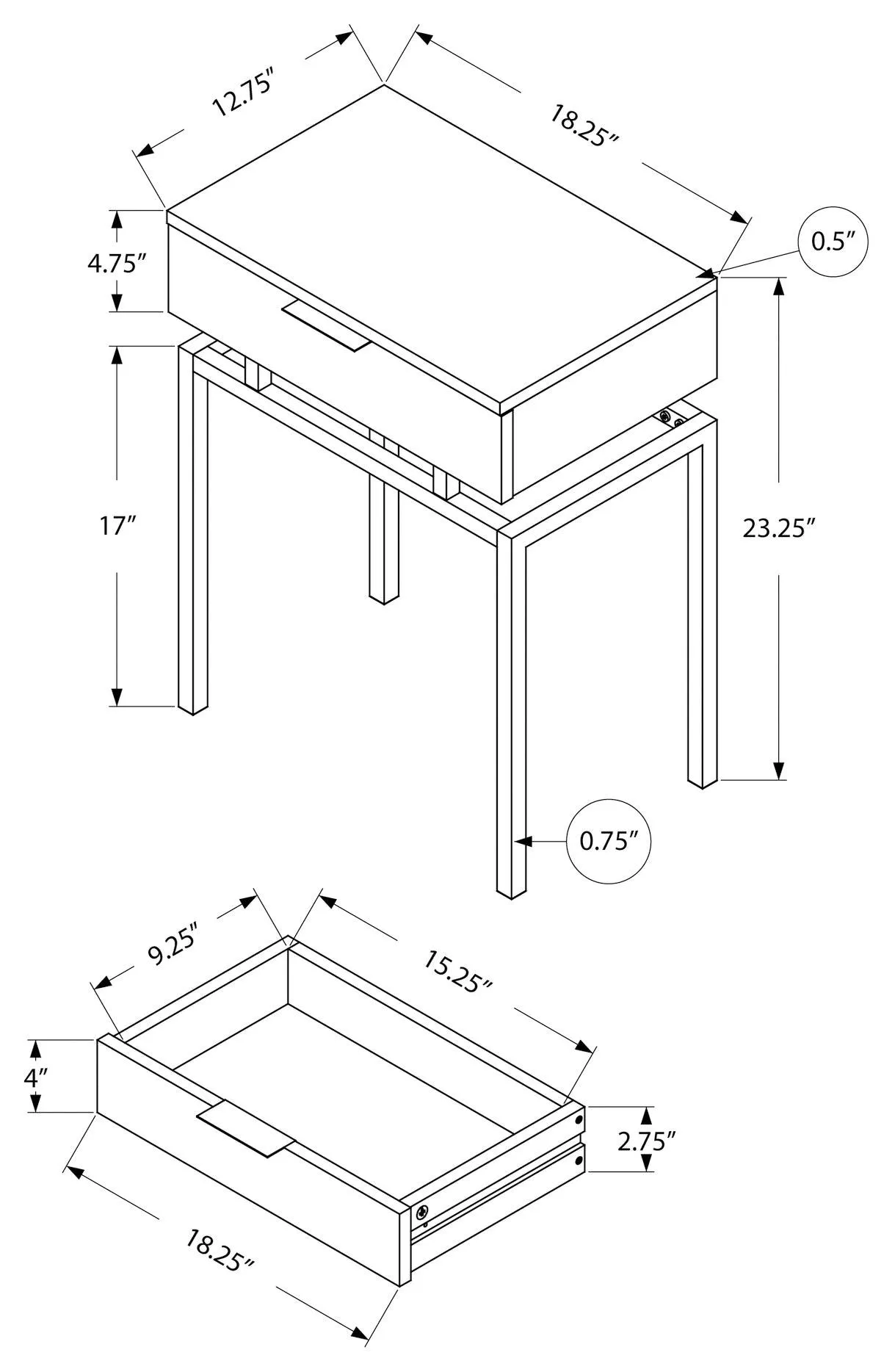 Accent Table in Beige/Gold - M3463