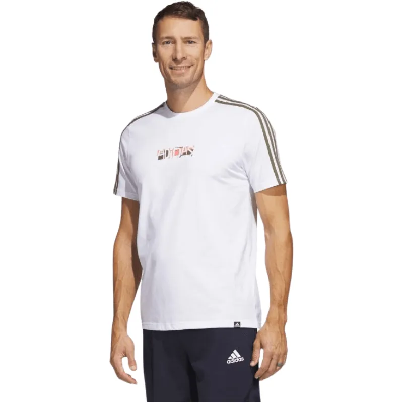 Adidas Mens Sport Optimist 3-Stripes Sportswear Graphic T-Shirt