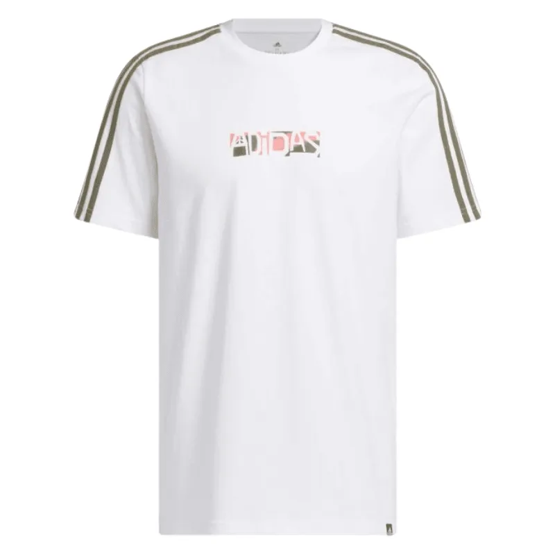 Adidas Mens Sport Optimist 3-Stripes Sportswear Graphic T-Shirt