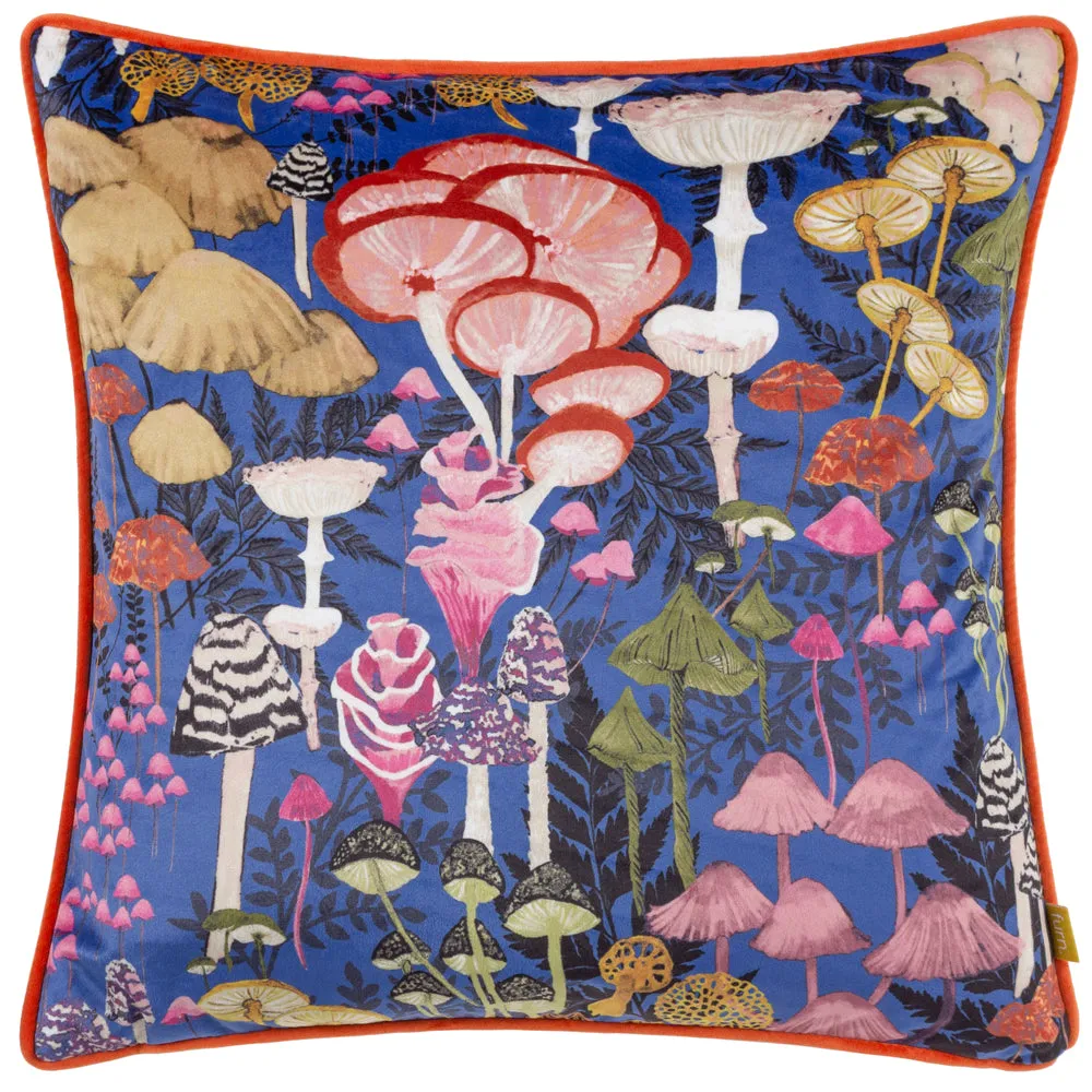 Amanita Mushroom Cushion Cobalt Blue