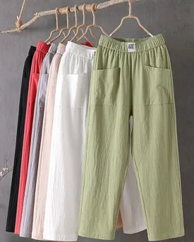 Ariella | Cotton and Linen High-Waisted Pants