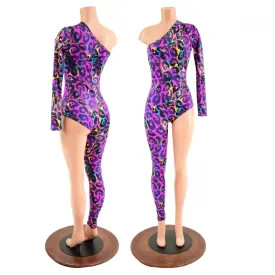 Asymmetrical Rainbow Leopard Catsuit