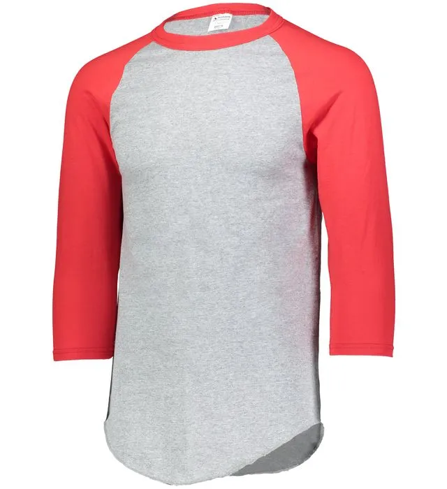 Augusta 2.0 Athletic Heather/Red 3/4 Sleeve Youth Baseball Tee