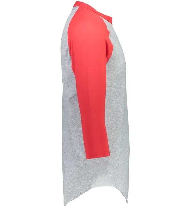 Augusta 2.0 Athletic Heather/Red 3/4 Sleeve Youth Baseball Tee