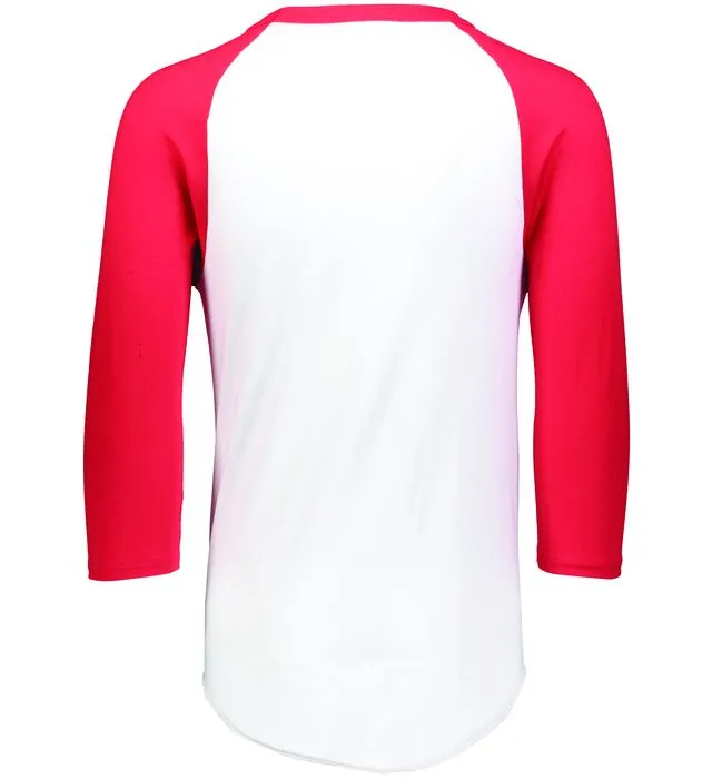 Augusta 2.0 White/Red 3/4 Sleeve Adult Baseball Tee