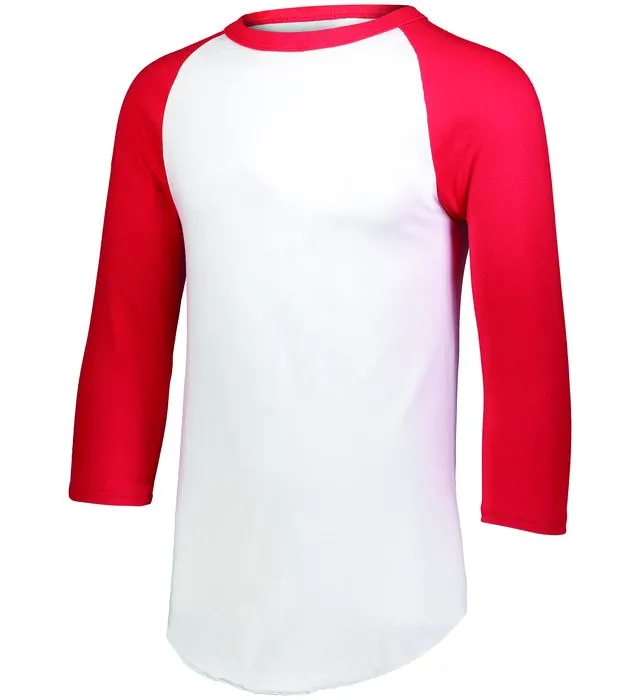 Augusta 2.0 White/Red 3/4 Sleeve Adult Baseball Tee