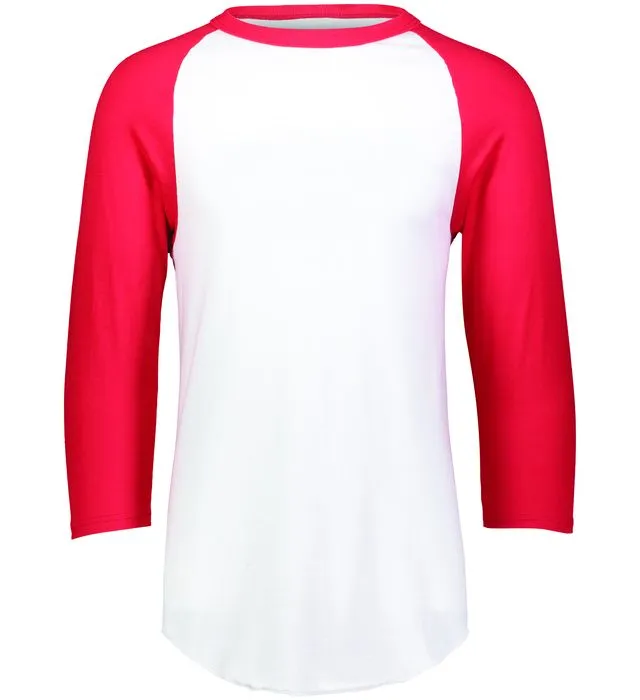 Augusta 2.0 White/Red 3/4 Sleeve Adult Baseball Tee