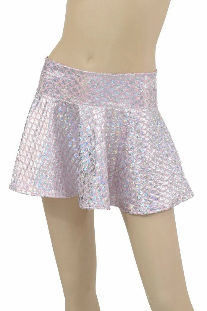 Baby Pink Mermaid Scale Rave Skirt