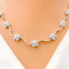 Beautiful Floral Vine Diamond   18k Gold Necklace Set