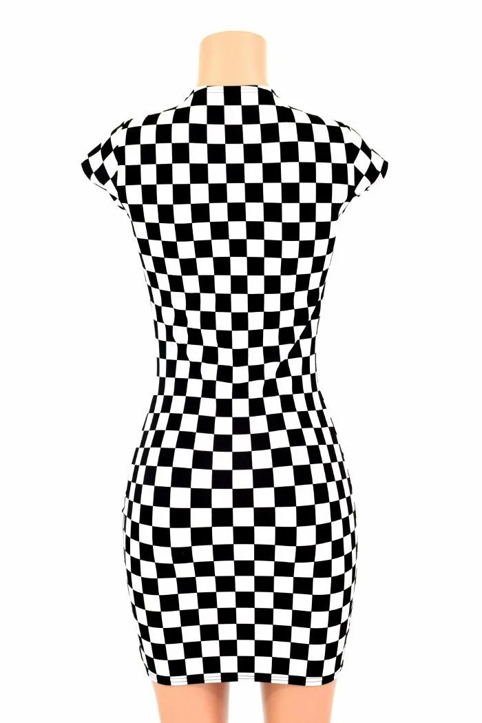 Black & White Checkered Bodycon Dress