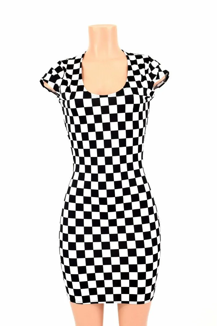 Black & White Checkered Bodycon Dress