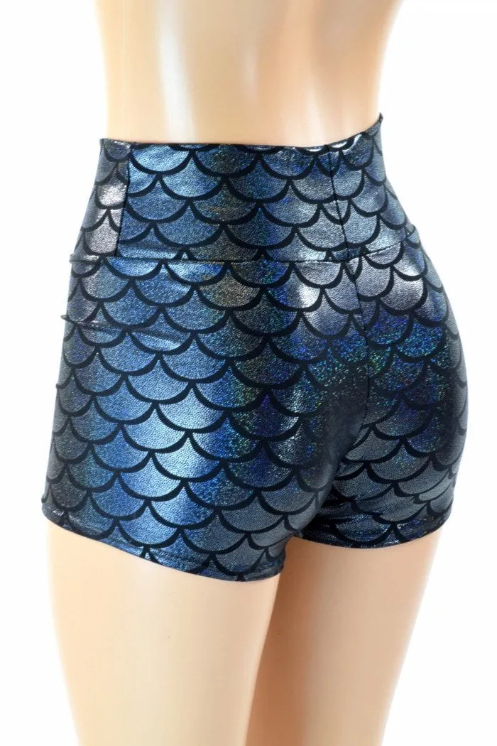 Black Mermaid High Waist Shorts