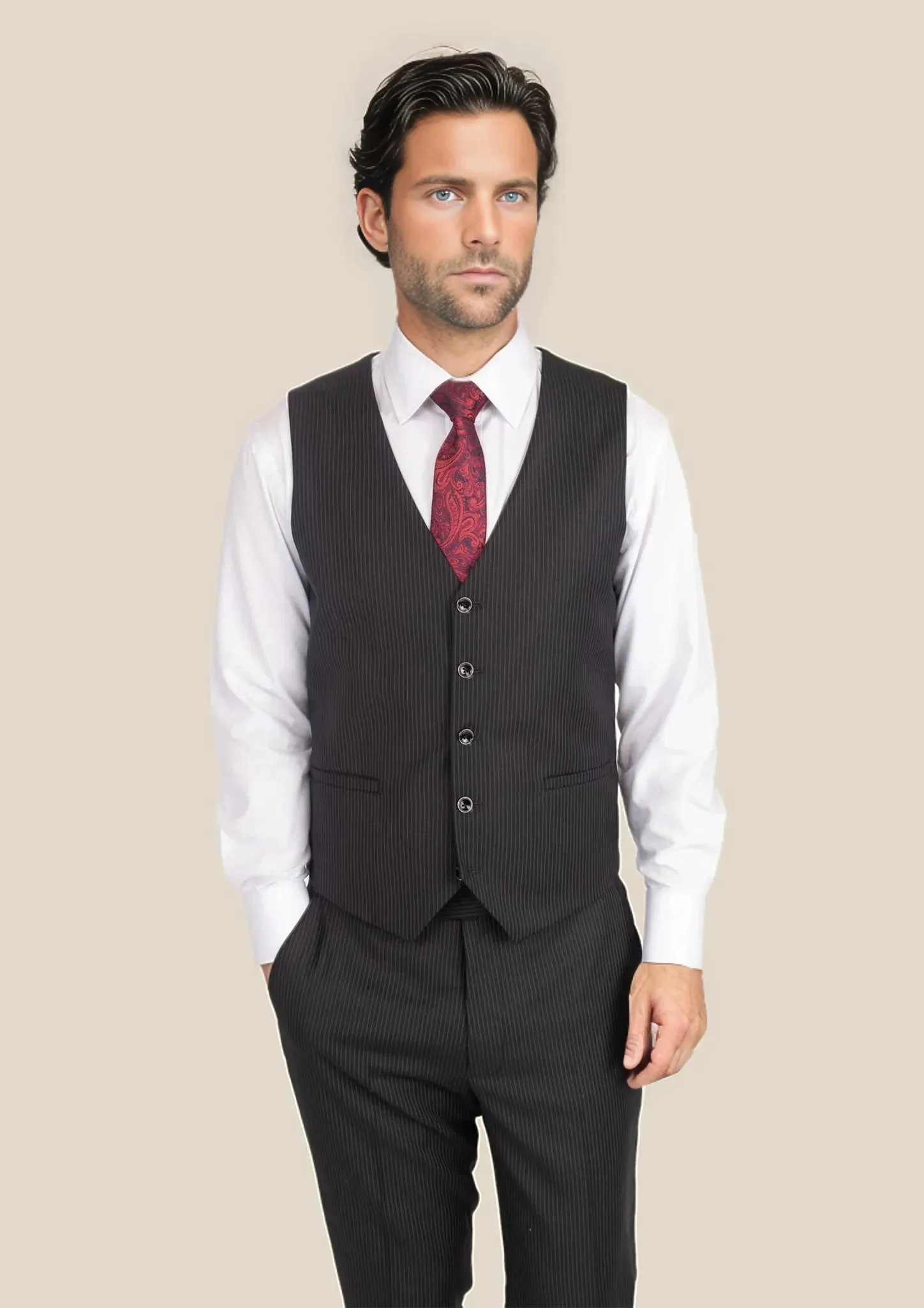 Black Pinstripe Vest