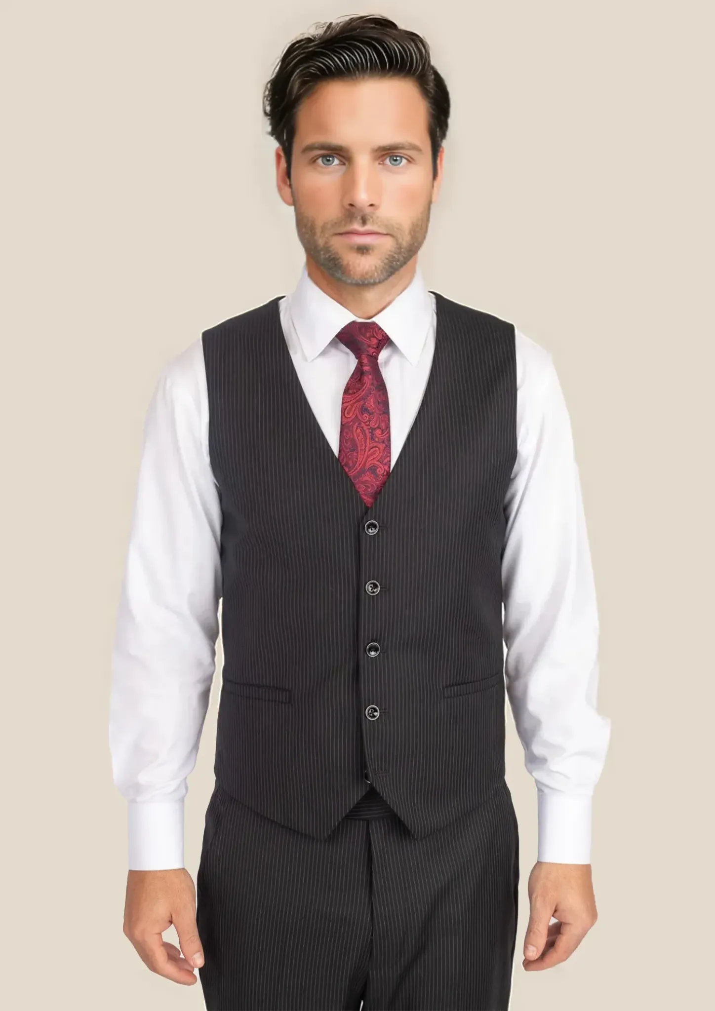 Black Pinstripe Vest