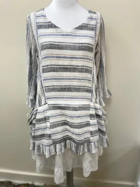 Blue Striped Tunic with Front Pockets PCS-0228 by The Paperlace