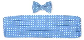 Blue/ White Windsor Dots Cummerbund Set - CB1694