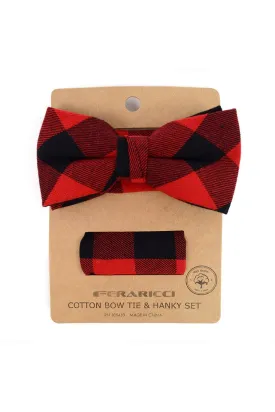 Bow Tie and Pocket Square Set - Black&Red