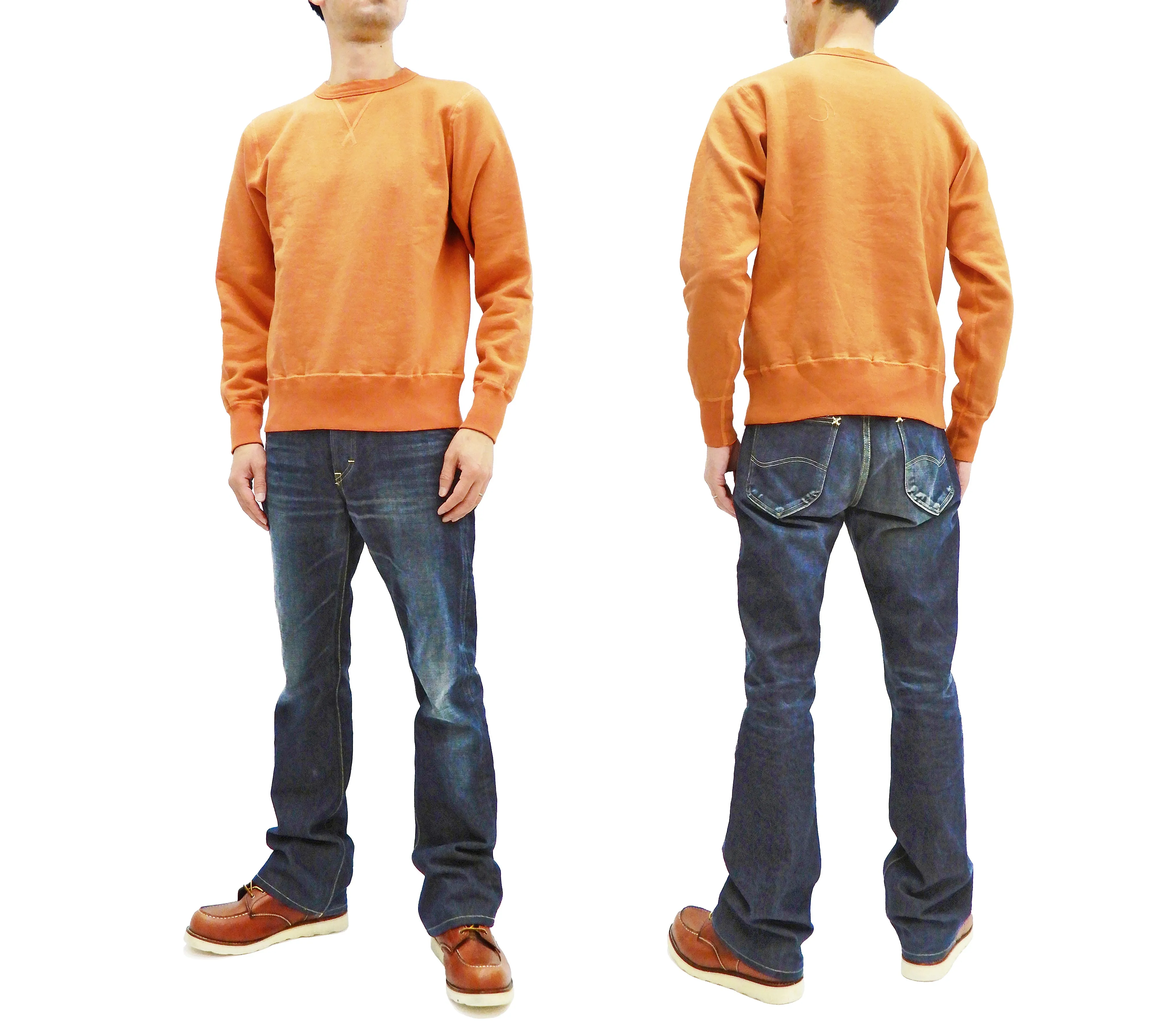 Buzz Rickson Plain Sweatshirt Men's Loop-wheeled Vintage Style BR65622 Faded-Orange