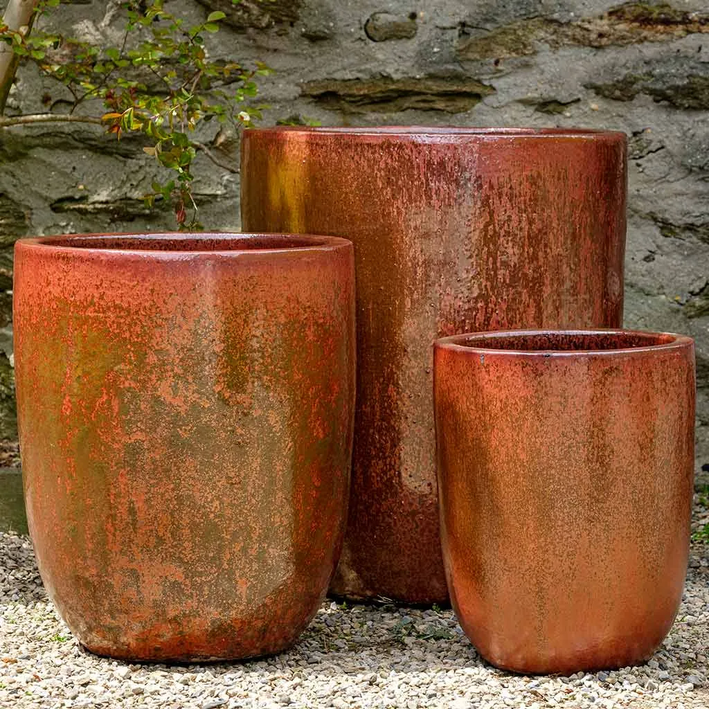 Campania International Brantome Planter in Volcanic Red set of 3