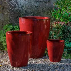 Campania International Marta Planter in Tropic Red set of 3