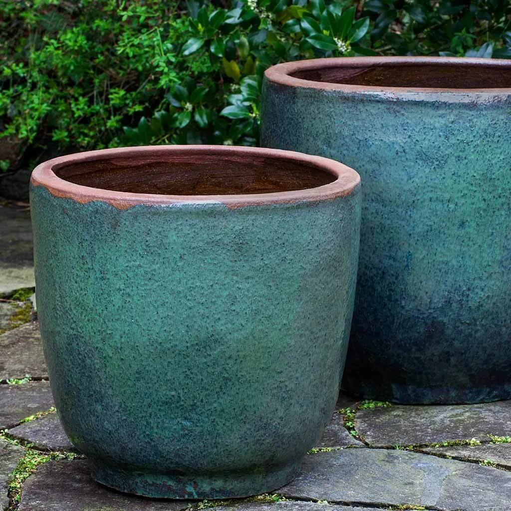 Campania International Nari Planter in Rustic Green set of 2