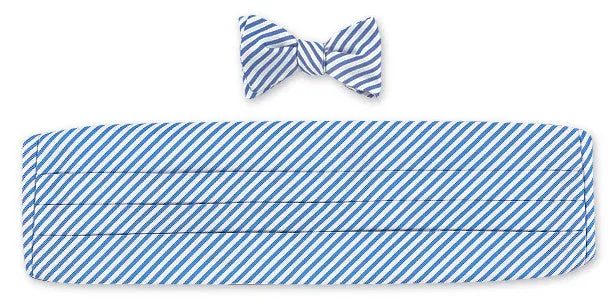 Carolina Blue/White Sherman Stripes Cummerbund Set - CB2545