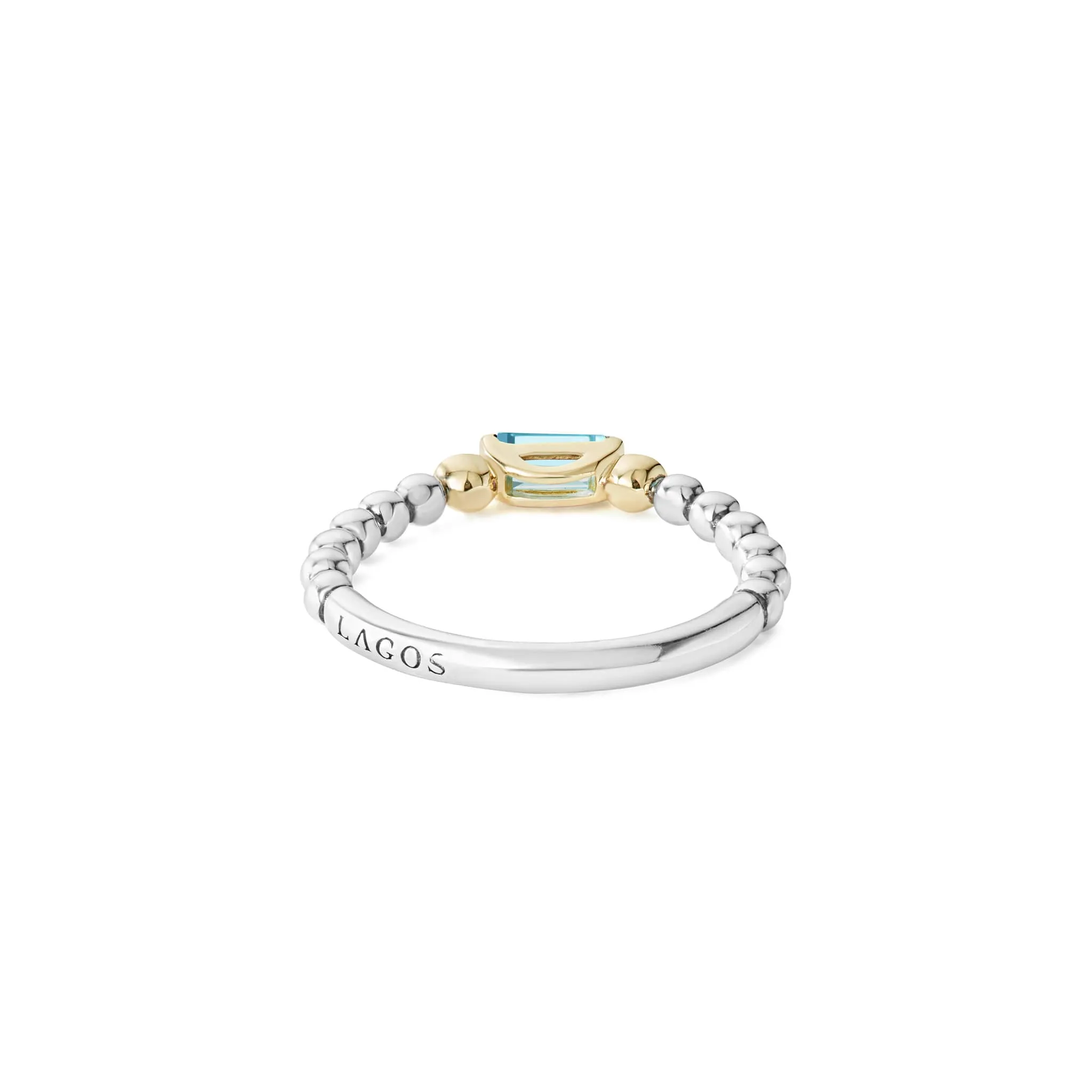 Caviar Color Swiss Blue Topaz Stacking Ring with Diamonds