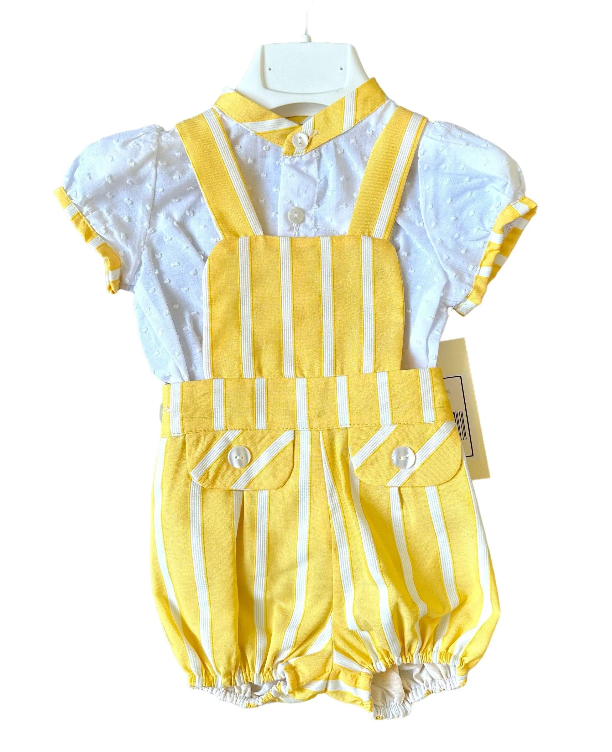 CLEARANCE SALE - DBB Collection - Boys Yellow & White Shorts & Shirt Set