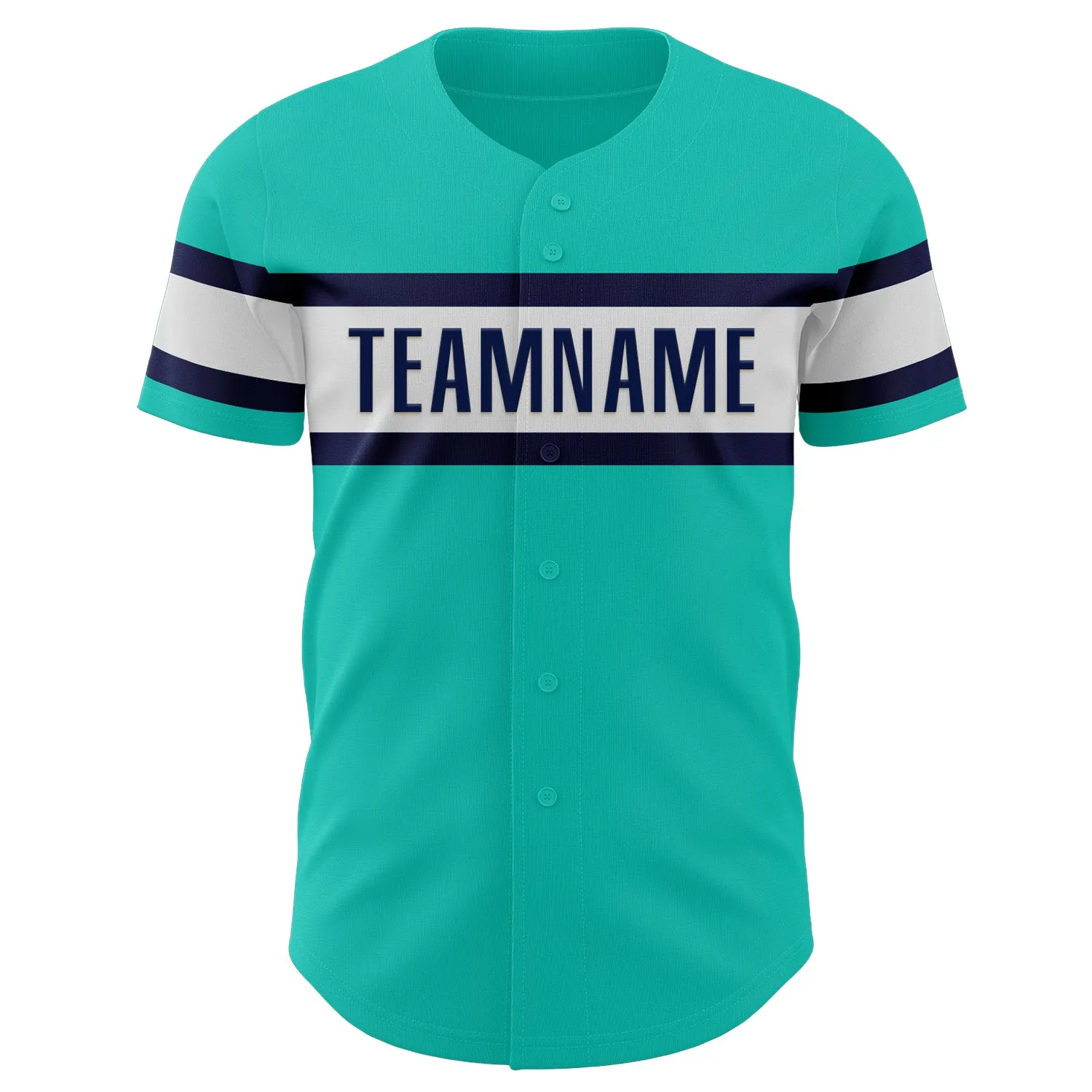 Custom Aqua White-Navy Authentic Baseball Jersey